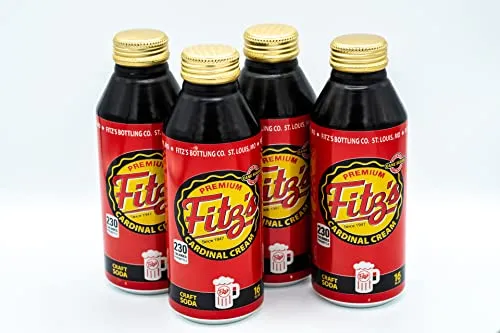4-Pack of Fitz's Premium Cardinal Cream Craft Soda (16 fl oz) Made With Cane Sugar