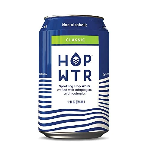HOP WTR - Sparkling Hop Water - Classic (12 Pack) - NA Beer, No Calories or Sugar, Low Carb, With Adaptogens and Nootropics for Added Benefits (12 oz Cans)