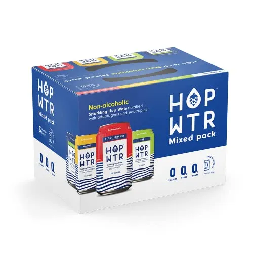 HOP WTR - Sparkling Hop Water - Variety Pack (12 Pack) - NA Beer, No Calories or Sugar, Low Carb, With Adaptogens and Nootropics for Added Benefits (12 oz Cans)