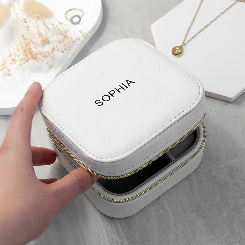 Personalised Personalised Bold Message White Travel Jewellery Case