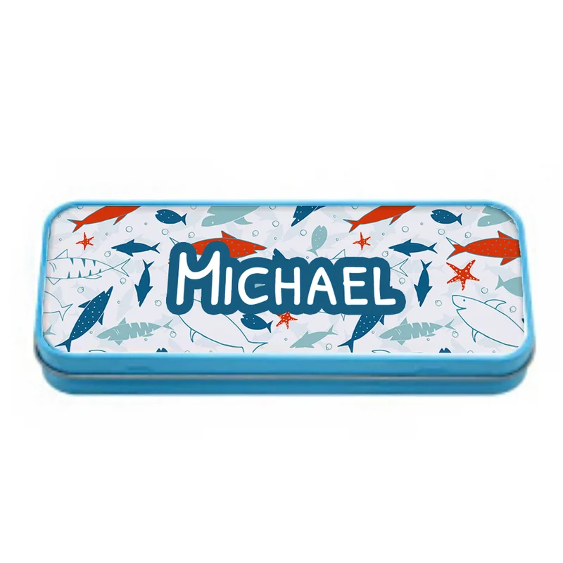 Personalised Personalised Blue Tin Pencil Case