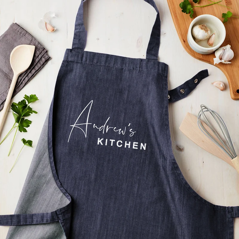 Personalised Personalised Blue Denim Kitchen Apron