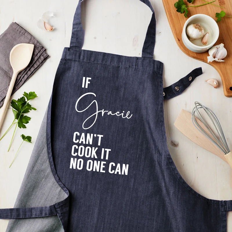 Personalised Personalised Blue Denim Can Cook It Apron
