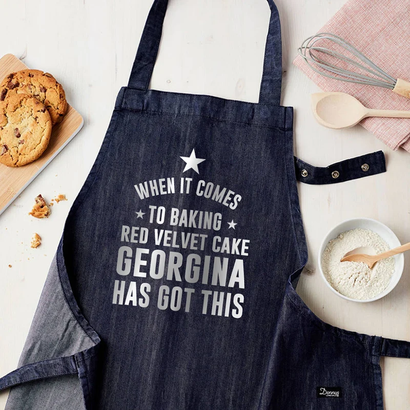 Personalised Personalised Blue Denim Baking Apron