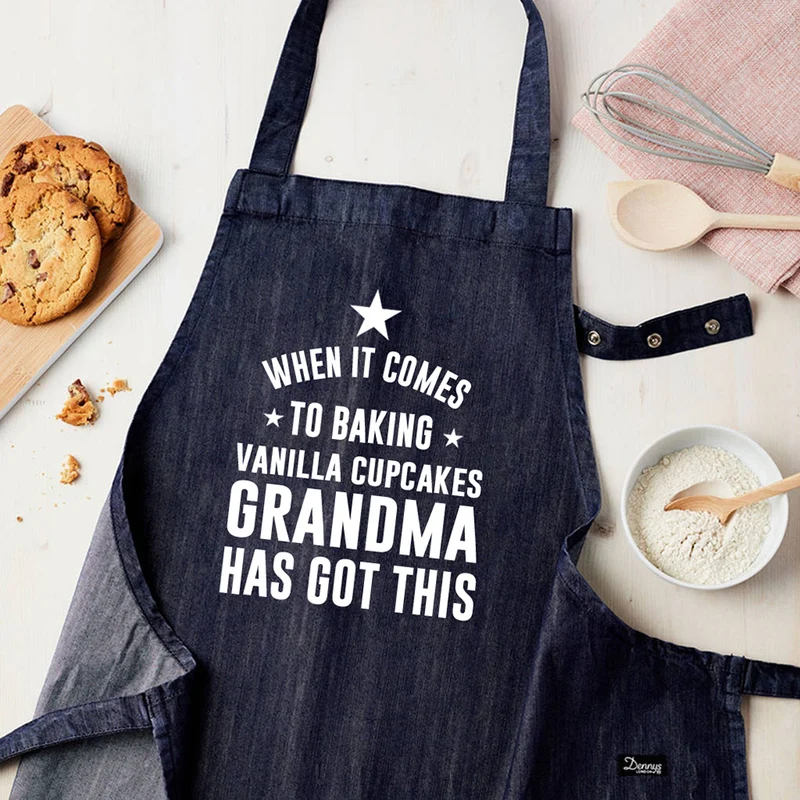 Personalised Personalised Blue Denim Baking Apron