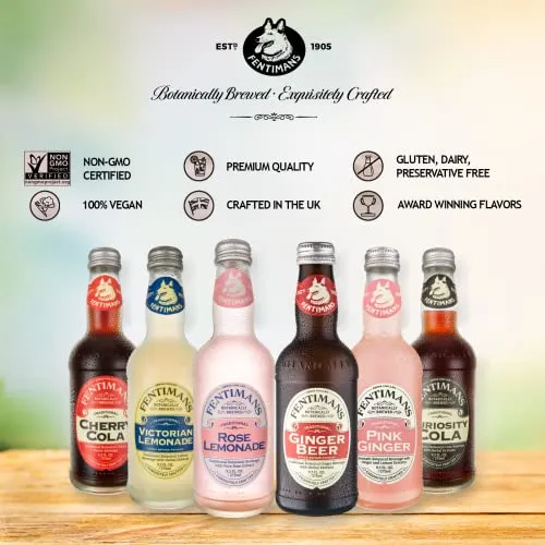 Fentimans Ginger Beer - Ginger Beer Non Alcoholic, Bontanically Brewed Ginger Beer, Natural Soda, Made with Natural Ginger Root, No Artifical Flavors, Preservatives, or Colors - Ginger Beer Soda, 9.3 Fl Oz (Pack of 4)