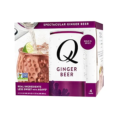Q Mixers Premium Ginger Beer: Real Ingredients & Less Sweet, 7.5 Fl oz per can, 24 Cans