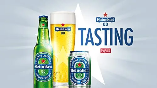 Heineken:Zero Non Alcohol Premium Lager Beer Taste Beverage 33cl (11oz) Pack of 6