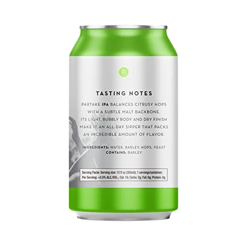 Partake Brewing Non Alcoholic Craft Brew, IPA, 24 Pack - 12 Ounce Cans, Low Calorie, All Natural Ingredients