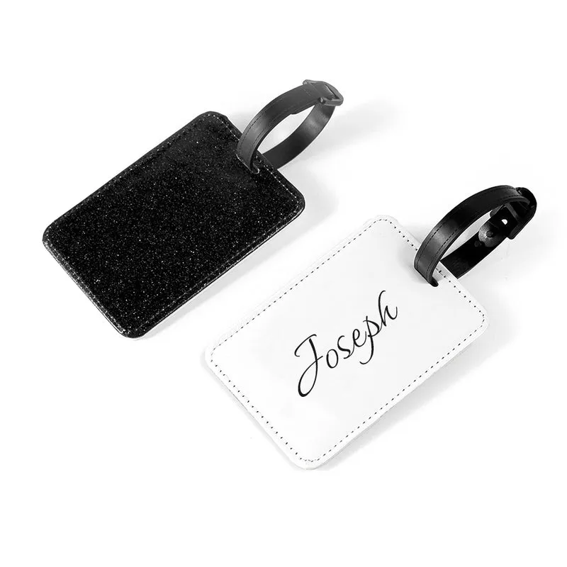 Personalised Personalised Black Glitter School Bag Tag