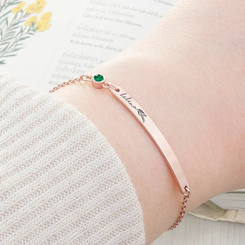 Personalised Personalised Birth Flower Swarovski Crystal Rose Gold Bracelet