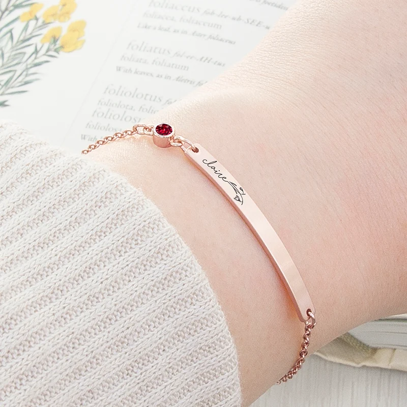 Personalised Personalised Birth Flower Swarovski Crystal Rose Gold Bracelet