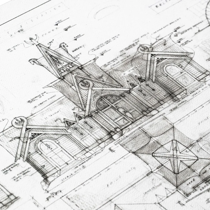 Herr der Ringe Bauplan Kunstdruck The Stable of Edoras 59 x