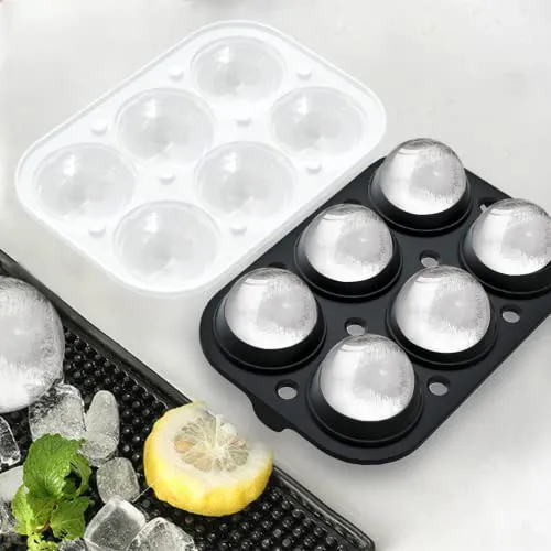 ROTTAY Ice Cube Trays (Set of 2), Sphere Ice Ball Maker with Lid & Large Square Ice Cube Maker for Whiskey, Cocktails and Homemade, Keep Drinks Chilled