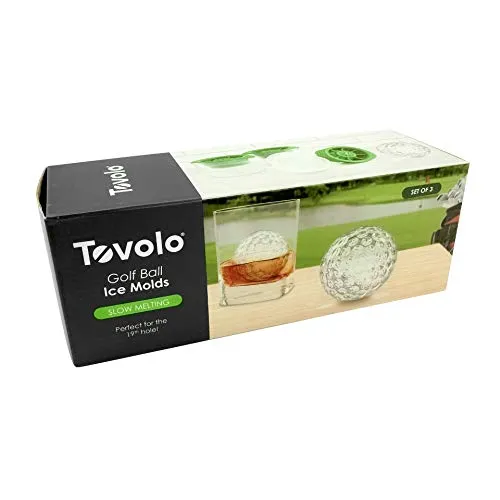 Tovolo Golf Ball Ice Molds (Set of 3) - Slow-Melting, Leak-Free, Reusable, & BPA-Free Craft Ice Molds / Great for Whiskey, Cocktails, Coffee, Soda, Fun Drinks, and Gifts