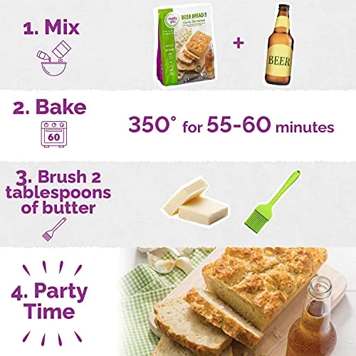 Molly & You Garlic Parmesan Beer Bread Mix (Pack of 1) - Gourmet, Artisan Bread Kit - No Bread Machine Needed - Just Add Beer or Soda