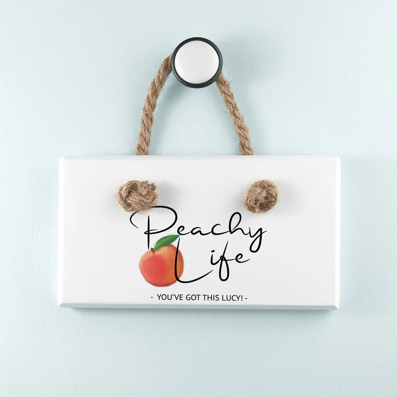 Personalised Peachy Life White Hanging Sign