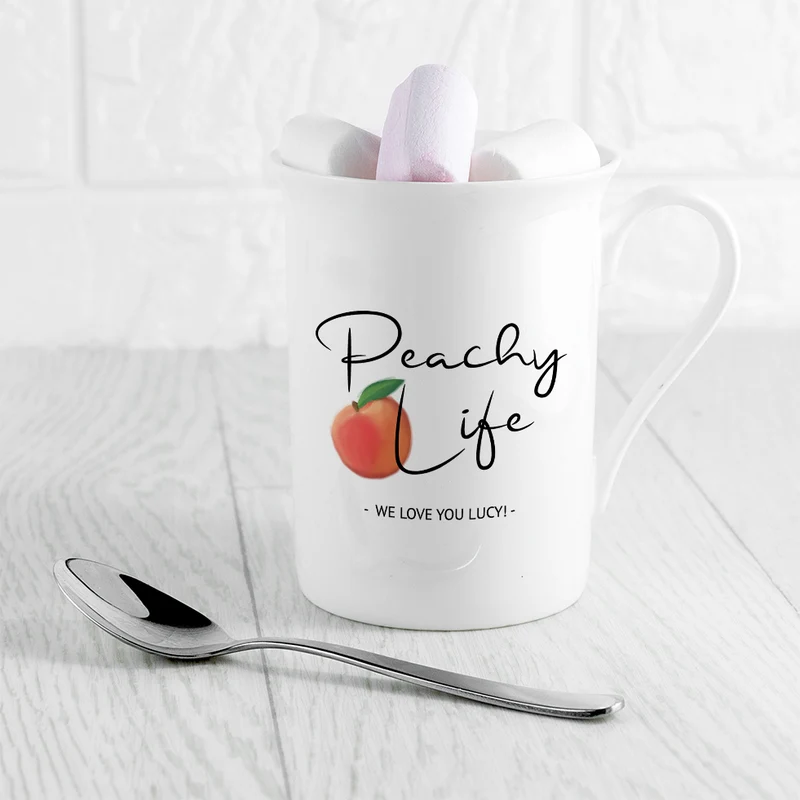 Personalised Peachy Life Bone China Mug