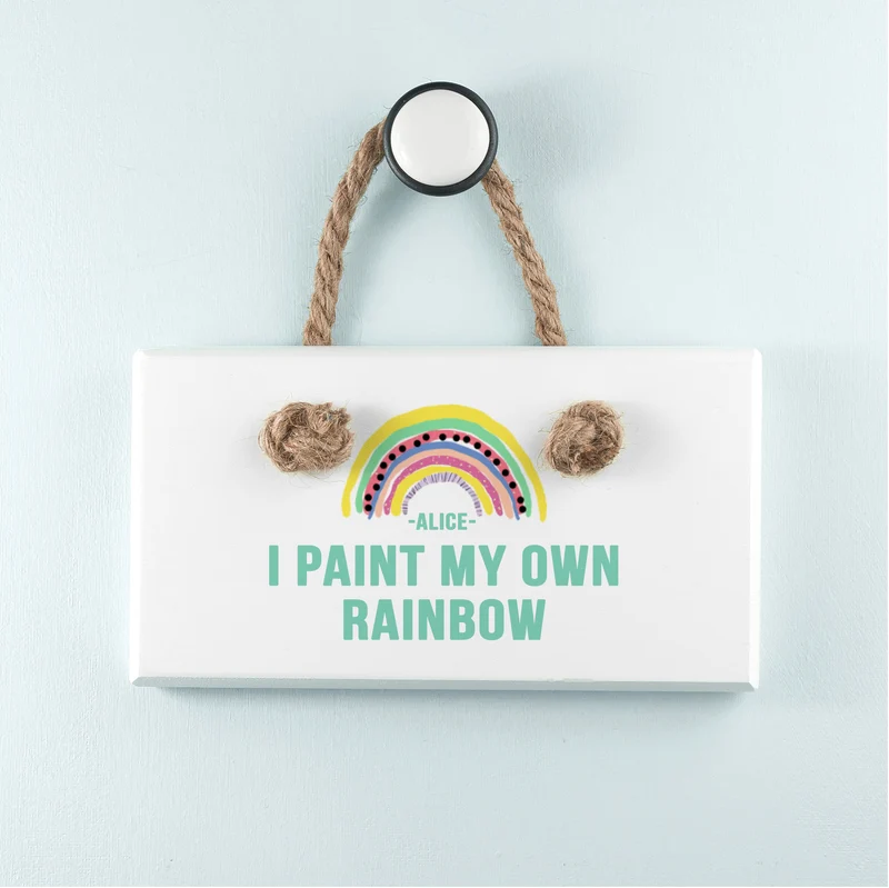 Personalised My Own Rainbow White Hanging Sign
