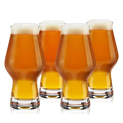 True IPA Glasses, Beer Pint Glasses, Craft Beer Glassware, IPA Glass Set, Set of 4, 16 Ounce Capacity, for Stouts, Pilsners, IPAs