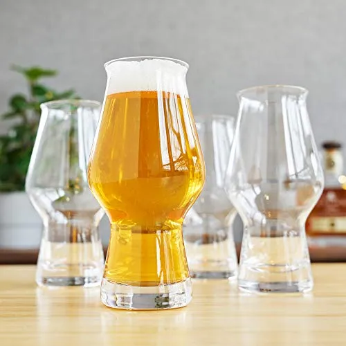 True IPA Glasses, Beer Pint Glasses, Craft Beer Glassware, IPA Glass Set, Set of 4, 16 Ounce Capacity, for Stouts, Pilsners, IPAs