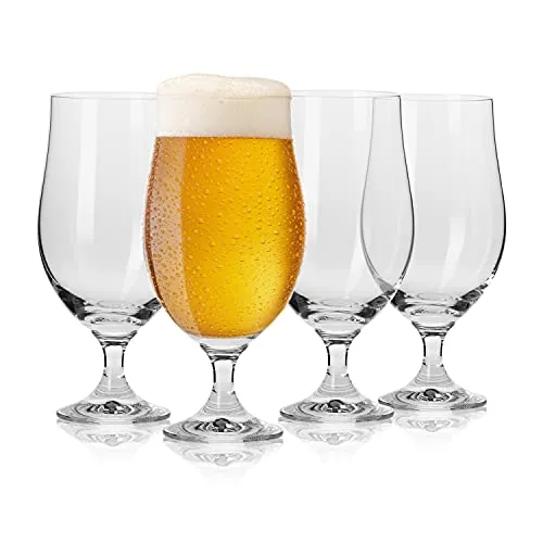 KROSNO Lager Beer Glasses | Set of 6 | 16.9 oz | Harmony Collection | Perfect for Home, Restaurants and Pubs | Dishwasher Safe