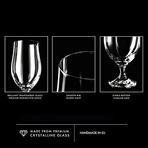 KROSNO Lager Beer Glasses | Set of 6 | 16.9 oz | Harmony Collection | Perfect for Home, Restaurants and Pubs | Dishwasher Safe