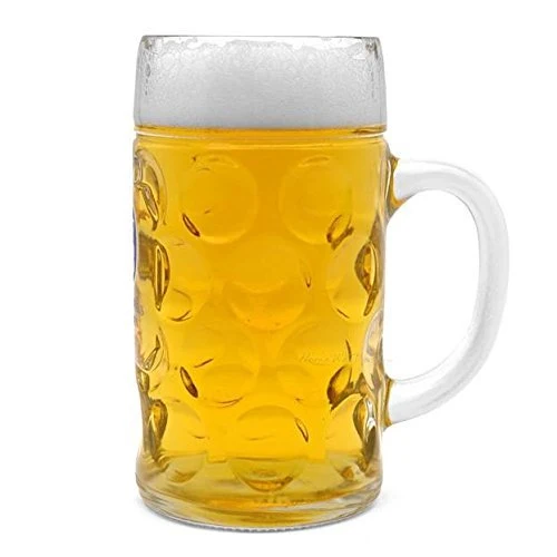 Oktoberfest Large 44 Oz Dimpled Glass Jumbo Beer Mug With Handle Glass Steins, Perfect For Coffee/Tea Glass, Everyday Drinking Glasses, Cocktail Glasses