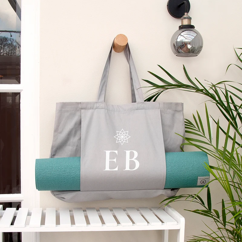 Personalised Monogrammed Organic Yoga Tote Bag