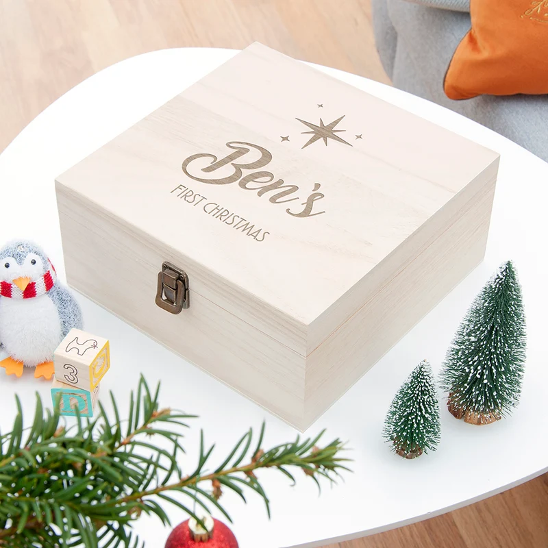 Personalised Minimalist Engraved Christmas Box - Medium