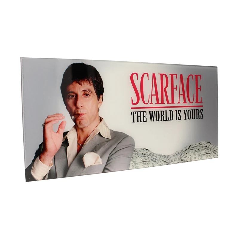 Scarface Glasposter The World Is Yours (Grey Background) 60 x 30 cm