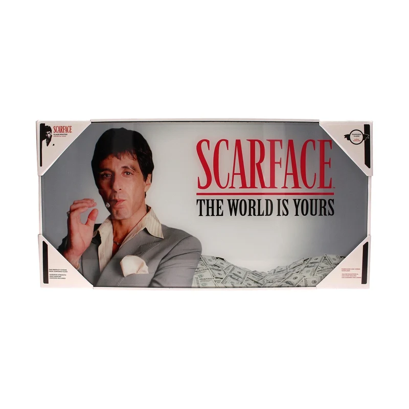 Scarface Glasposter The World Is Yours (Grey Background) 60 x 30 cm