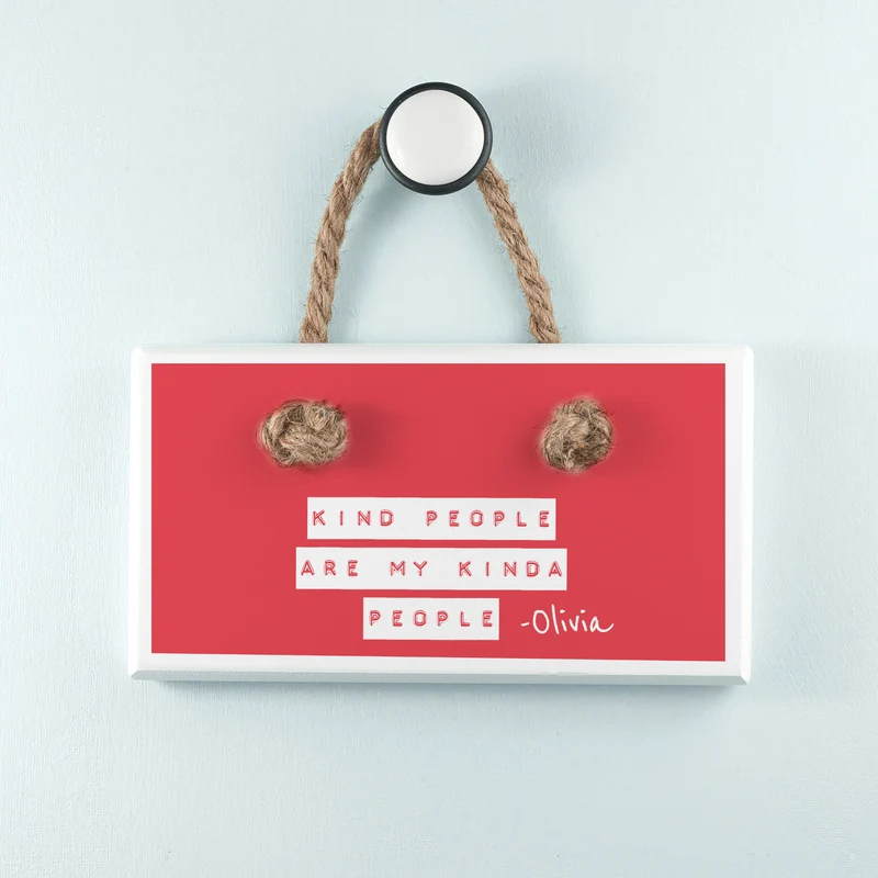 Personalised Kind People (Red) White Hanging Sign