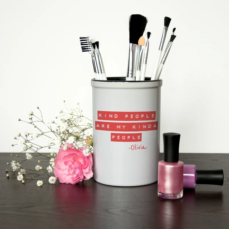 Personalised Kind People (Red) Brush Holder