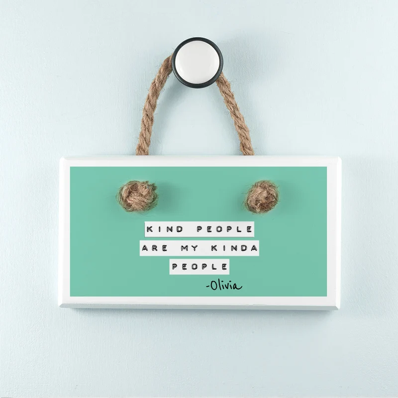 Personalised Kind People (Green) White Hanging Sign