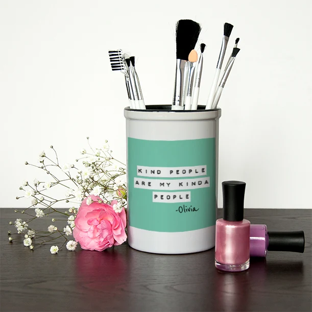 Personalised Kind People (Green) Brush Holder