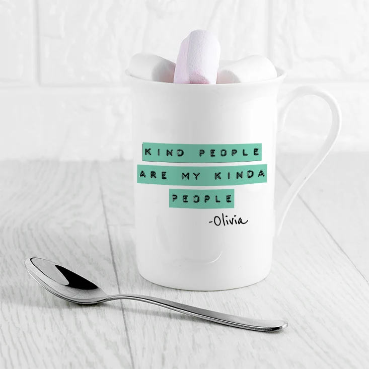 Personalised Kind People (Green) Bone China Mug