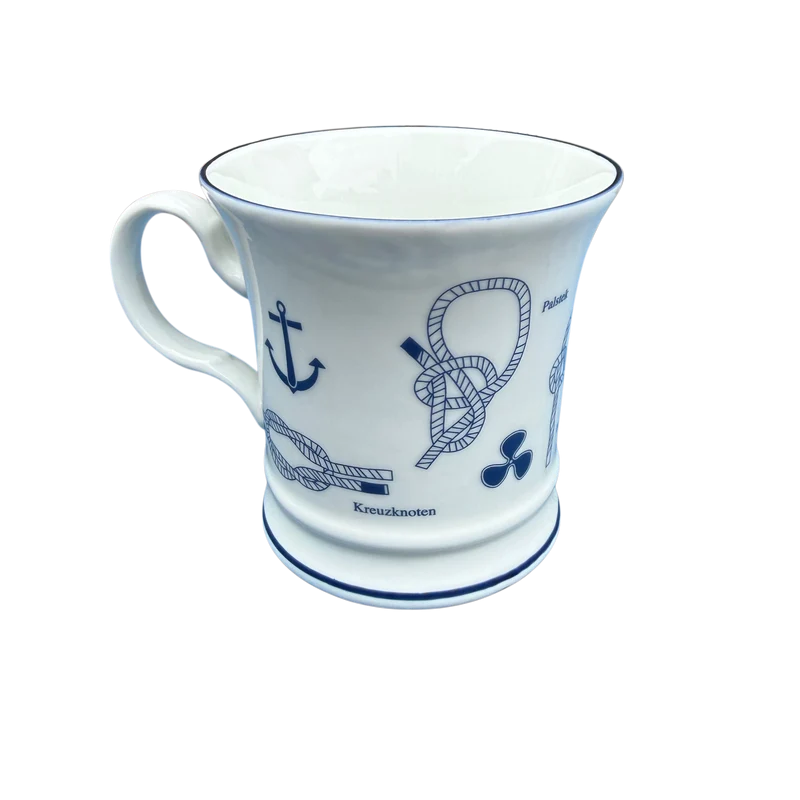 Namensbecher mit Wunschnamen, Kapitäns - Design mit Knoten, jeder Name ist möglich, Gravurbecher