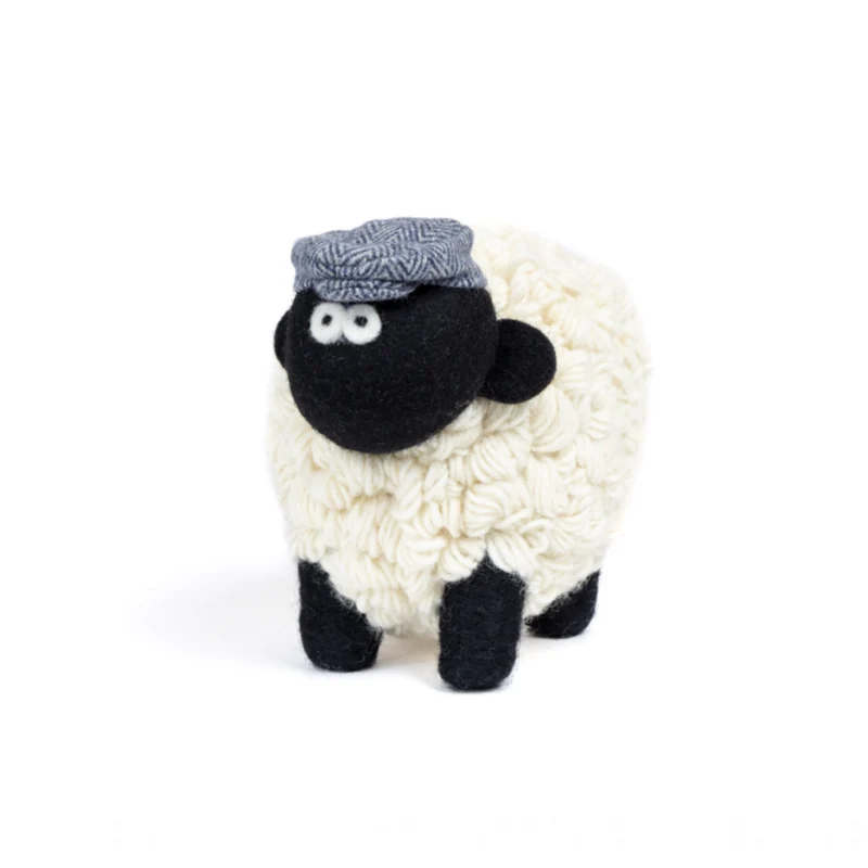 Extra Large Collectible Knitted Mountain Sheep with Flat Cap