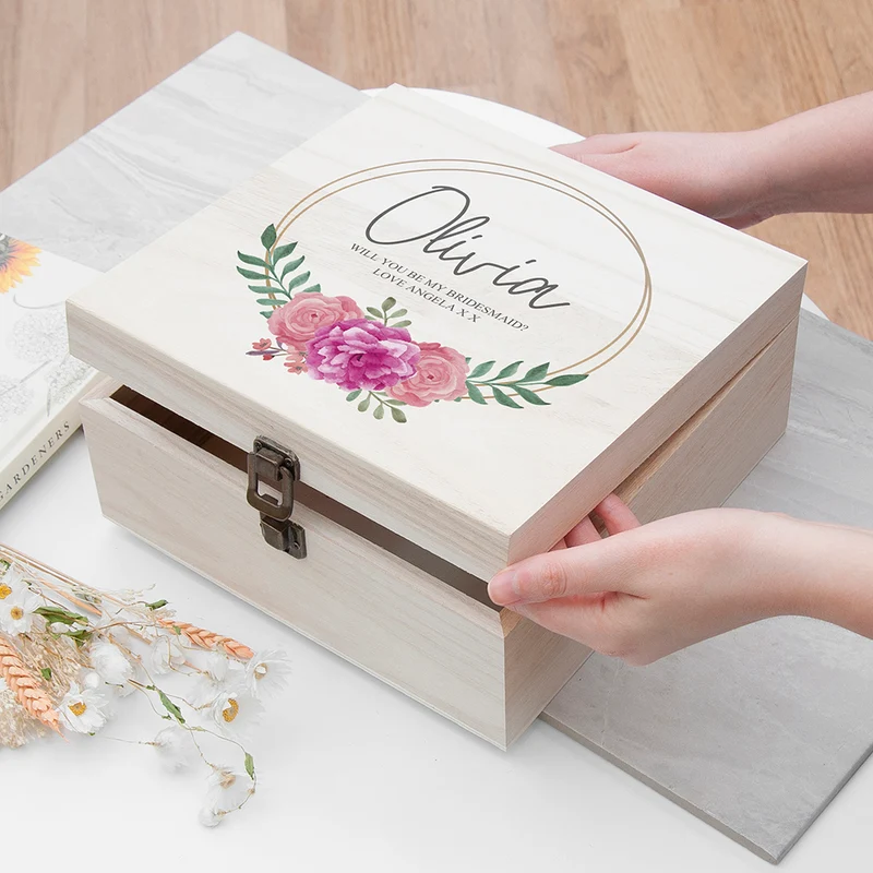 Personalised Floral Match Bridesmaid Box - Peony - Medium