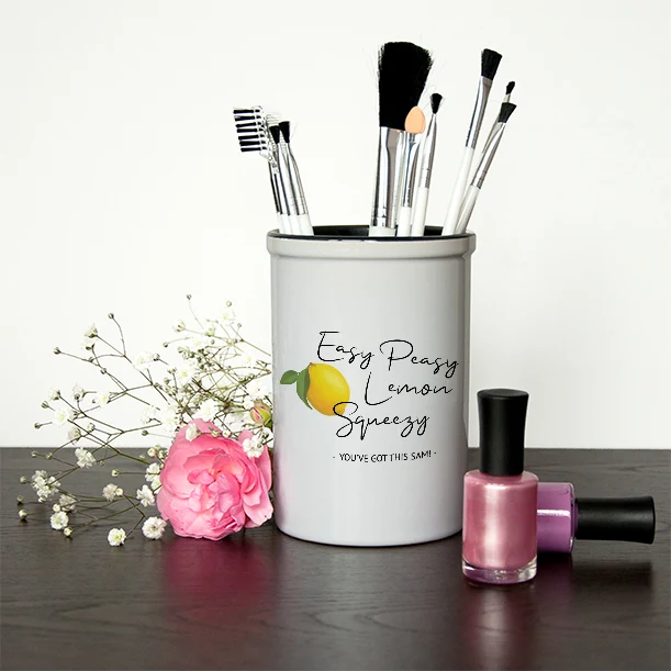 Personalised Easy Peasy Lemon Squeezy Brush Holder