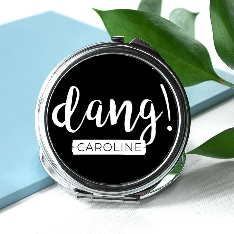 Personalised Dang Round Compact Mirror