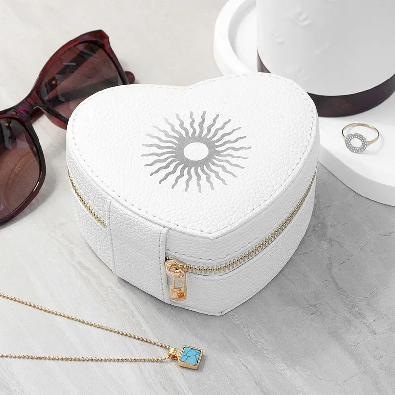 Customisable Sun White Heart Jewellery Case