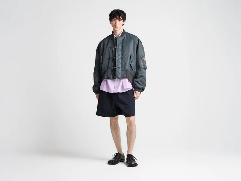MENS OVERSIZED TIPPED HEM BOMBER JACKET IN DARK GREY