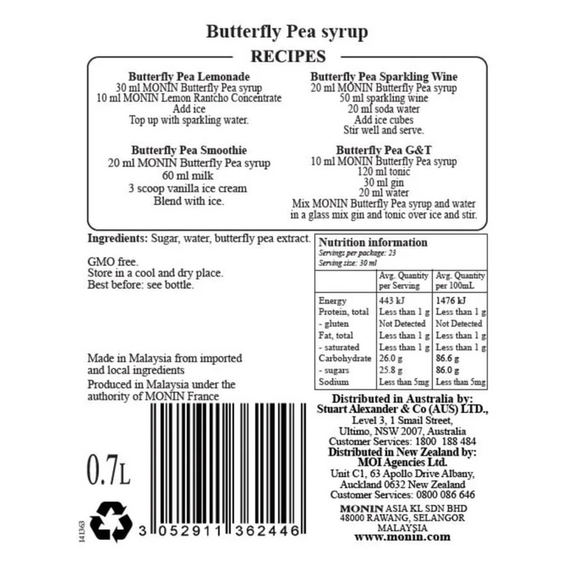 Monin Butterfly Pea Syrup - 700ML