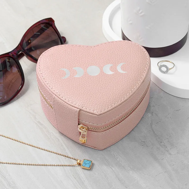 Customisable Moon Phase Pink Heart Jewellery Case