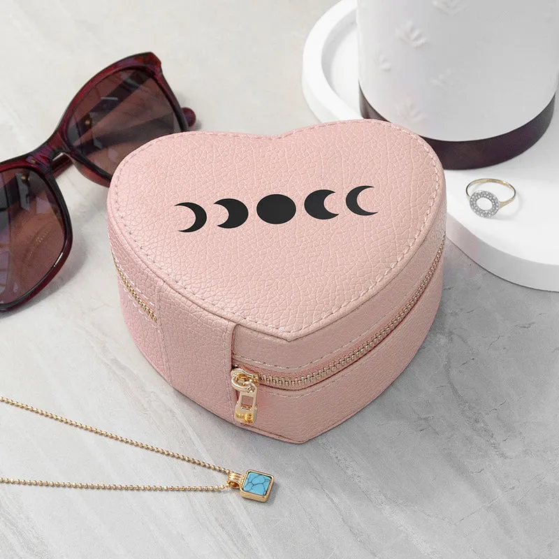 Customisable Moon Phase Pink Heart Jewellery Case