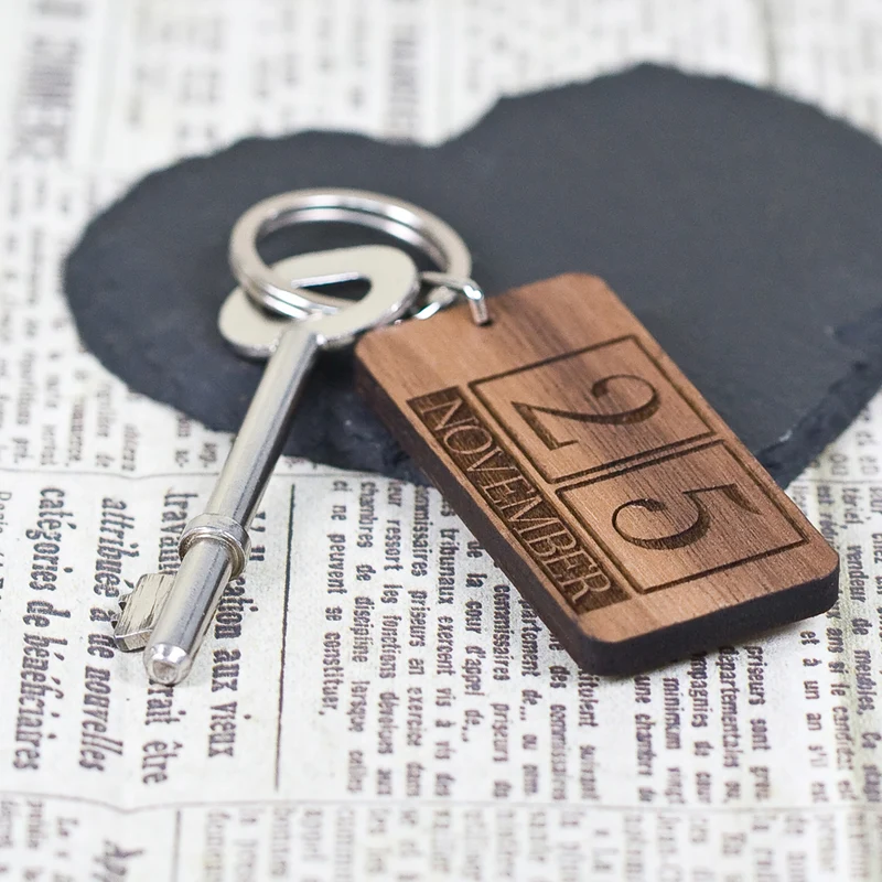 Personalised Custom Special Date Keyring - Rectangle Calendar Design