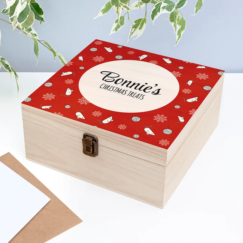 Personalised Cat Treats Christmas Box - Medium