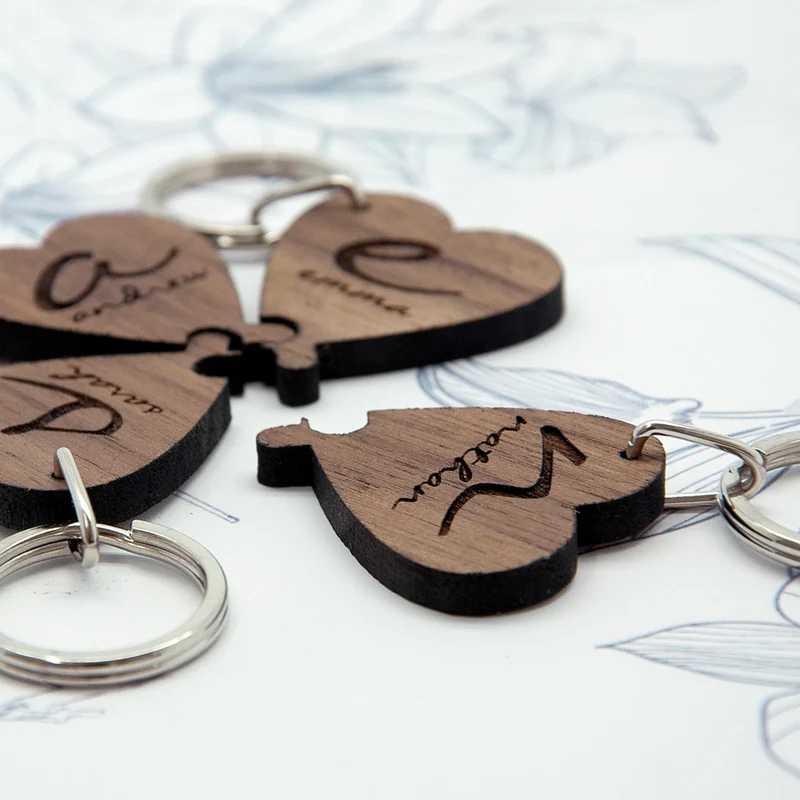 Personalised Best Friends Forever Heart Wooden Keyring